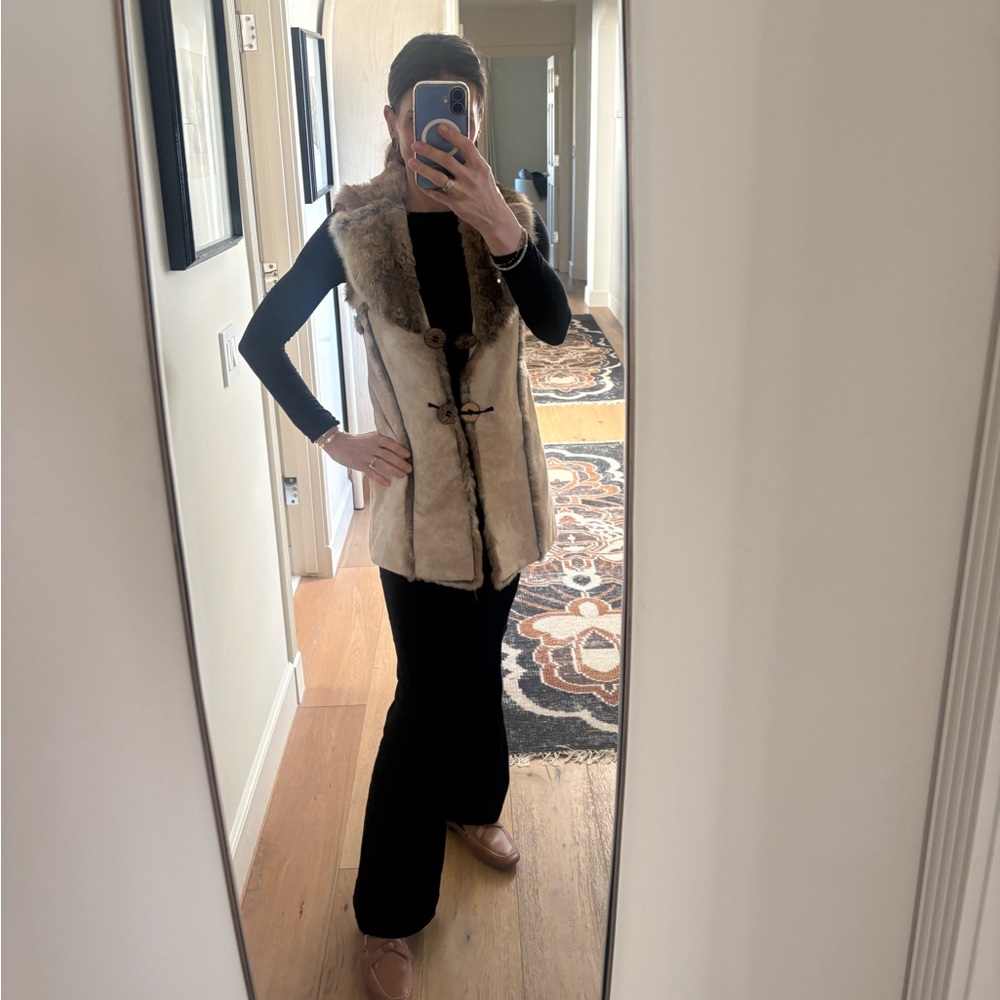 RARE 70s/80s Vintage One-of-a-Kind Shearling & Faux Fur Long Vest Leopard Lining